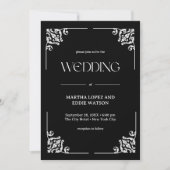 Invitation Déco moderne | Élégant Mariage noir et blanc Onyx (Devant)