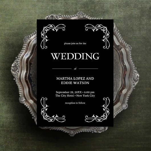 Invitation Déco moderne | Élégant Mariage noir et blanc Onyx