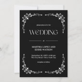 Invitation Déco moderne | Élégant Mariage noir et blanc Onyx (Devant)