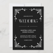 Invitation Déco moderne | Élégant Mariage noir et blanc Onyx (Devant)