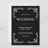 Invitation Déco moderne | Élégant Mariage noir et blanc Onyx (Devant)