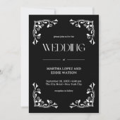 Invitation Déco moderne | Élégant Mariage noir et blanc Onyx (Devant)