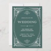 Invitation Déco moderne | Élégant Mariage vert de vacances (Devant)