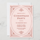 Invitation Déco moderne | Élégante fête de Noël rose et rouge (Devant)