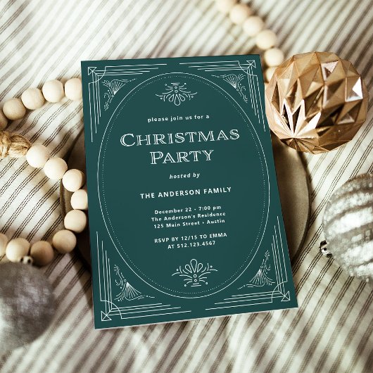 Invitation Déco moderne | Élégante fête de Noël verte