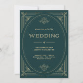 Invitation Déco moderne | Emerald Green et Champagne Mariage (Devant)