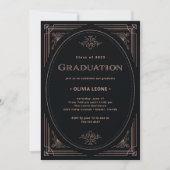 Invitation Déco moderne | Faux Rose Gold et Black Graduation (Devant)