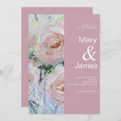 Invitation Déco moderne Floral Mariage Dusty Rose | MARIAGE (Devant / Derrière)