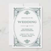 Invitation Déco moderne | Mariage blanc et vert d'argent clai (Devant)