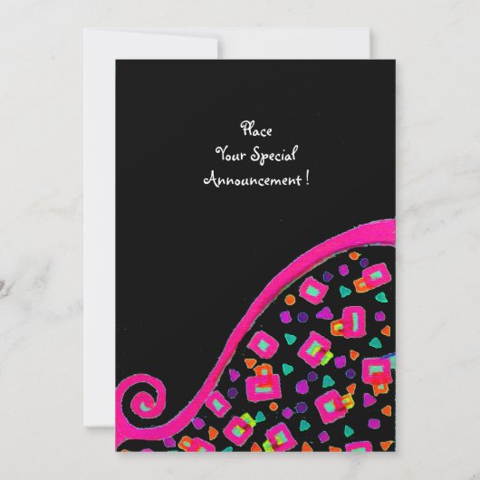 Invitation DECO MONOGRAM, noir ,rose violet blanc (Dos)