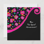 Invitation DECO MONOGRAMME, Rose Violet Fuchsia Noir (Dos)
