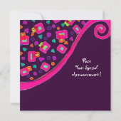 Invitation DECO MONOGRAMME, Rose Violet Fuchsia Violet (Dos)