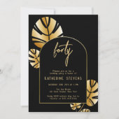 Invitation Déco Tropical Leaf Gold Boho Frame 40e anniversair (Devant)