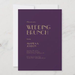 Invitation Déco type or   Brunch Mariage violet foncé