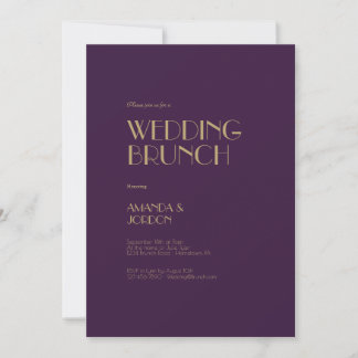 Invitation Déco type or | Brunch Mariage violet foncé