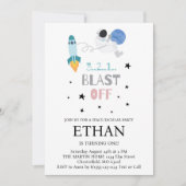Invitation Décollage ! Fusée spatiale pour un anniversaire (Devant)