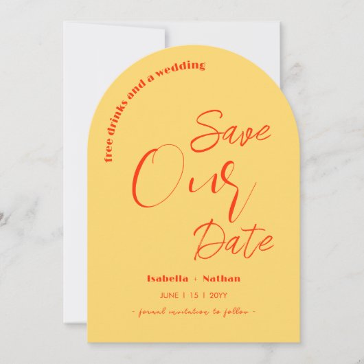 Invitation Décontracté Amusant Mariage Jaune Été Enregistrer  (Devant)