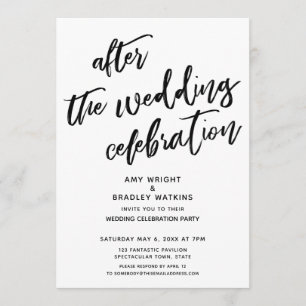 Invitation Décontracté après la fête du Mariage Blanc noir