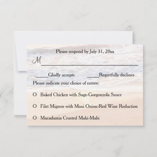 Invitation Décontracté Beach Wedding Gold Waves RSVP (Dos)