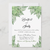 Invitation Décontracté Beach Wedding Green Eucalyptus Palm fe (Devant)