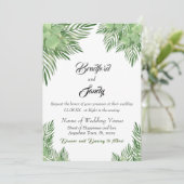 Invitation Décontracté Beach Wedding Green Eucalyptus Palm fe (Debout devant)
