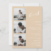 Invitation Décontracté beige moderne initiales photo mariage (Devant)