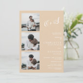 Invitation Décontracté beige moderne initiales photo mariage (Debout devant)