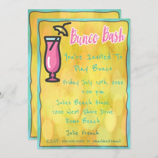 Invitation décontracté Bunco Bash (Devant / Derrière)