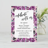 Invitation Décontracté Célébrez avec nous Pink Watercolor Flo (Debout devant)