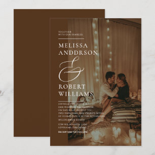Invitation Décontracté Chic Gold et Mariage photo Brown