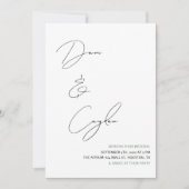 Invitation Décontracté Chic Mariage de style d'écriture manus (Devant)