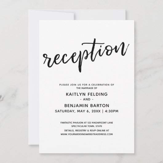 Invitation Décontracté Écriture Manuelle Simple Réception De  (Devant)