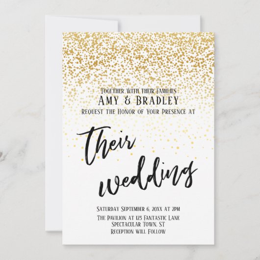 Invitation Décontracté écriture manuscrite Confetti Mariage d (Devant)