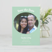 Invitation Décontracté Elegant Green Oval Photo Enregistrer l (Debout devant)