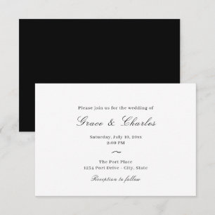 Invitation Décontracté Élégant noir et blanc Mariage