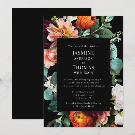 Invitation décontracté élégant romantique floraux néerlandais (Devant / Derrière)