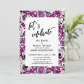Invitation Décontracté Fêtons les fleurs d'aquarelle rose (Debout devant)