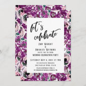 Invitation Décontracté Fêtons les fleurs d'aquarelle rose (Devant / Derrière)