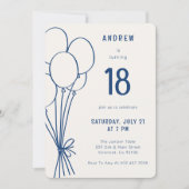 Invitation Décontracté Garçons Hommes Anniversaire Balloon N' (Devant)