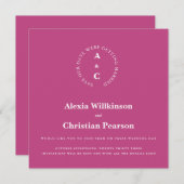 Invitation Décontracté initiales photo rose enregistrer la da (Devant / Derrière)