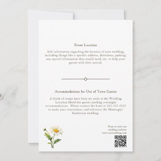 Invitation Décontracté Mariage campagnard Daisy Floral (Dos)