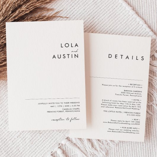 Invitation Décontracté minimaliste moderne tout en un Mariage