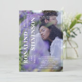 Invitation Décontracté minimaliste violet Mariage photo (Debout devant)