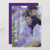 Invitation Décontracté minimaliste violet Mariage photo (Devant / Derrière)