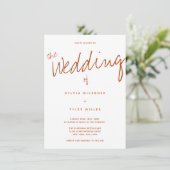 Invitation Décontracté moderne Burnt Orange Mariage de typogr (Debout devant)