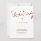 Invitation Décontracté moderne Burnt Orange Mariage de typogr (Devant)