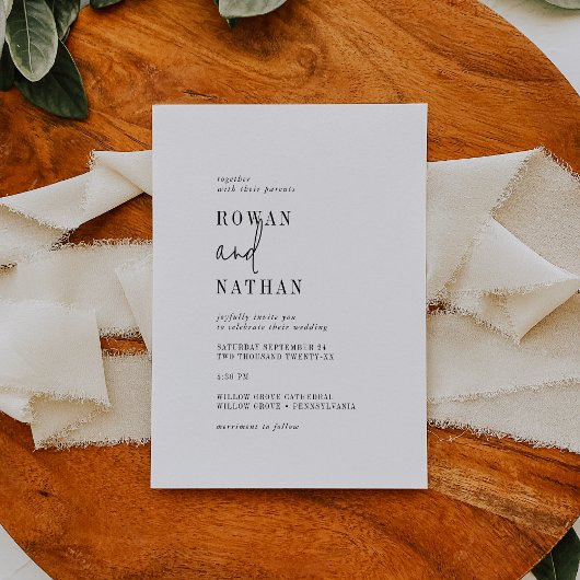 Invitation Décontracté moderne chic noir et blanc Mariage