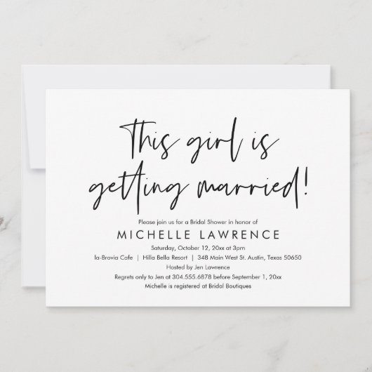 Invitation Décontracté moderne et amusant, Fête des mariées B (Devant)