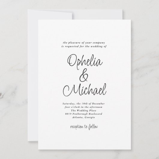 Invitation Décontracté moderne et simple Mariage (Devant)
