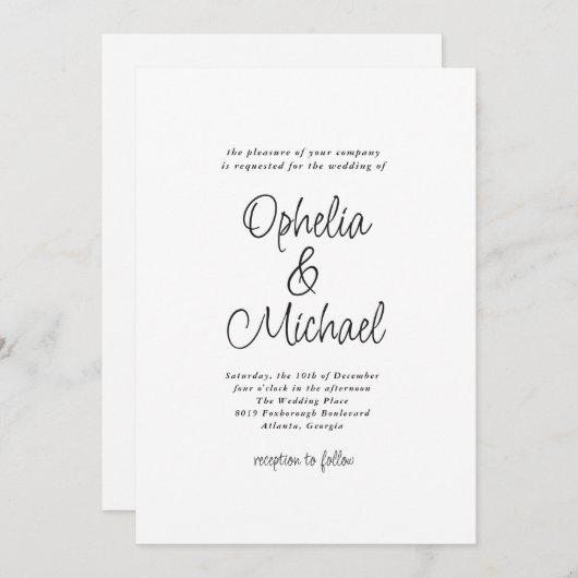 Invitation Décontracté moderne et simple Mariage (Devant / Derrière)